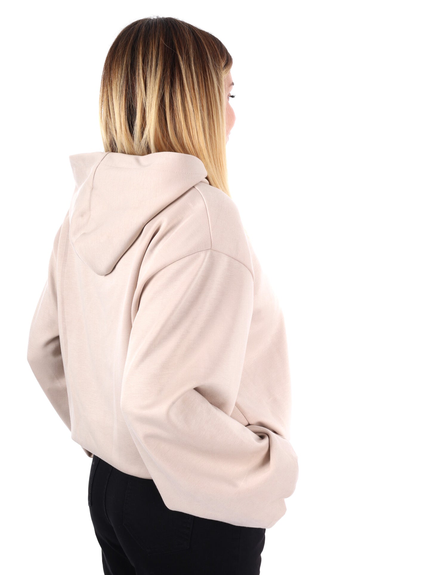 FELPA CON CAPPUCCIO E ZIP MISS LOVE DA DONNA PANNA