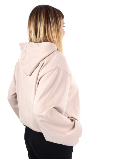 FELPA CON CAPPUCCIO E ZIP MISS LOVE DA DONNA PANNA