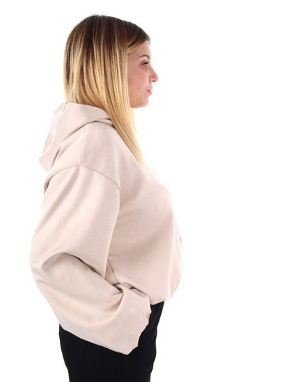 FELPA CON CAPPUCCIO E ZIP MISS LOVE DA DONNA PANNA