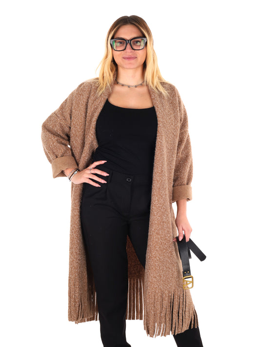 MAXI MAGLIA CON CINTURA MISS LOVE DA DONNA BEIGE