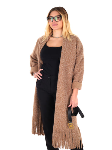MAXI MAGLIA CON CINTURA MISS LOVE DA DONNA BEIGE