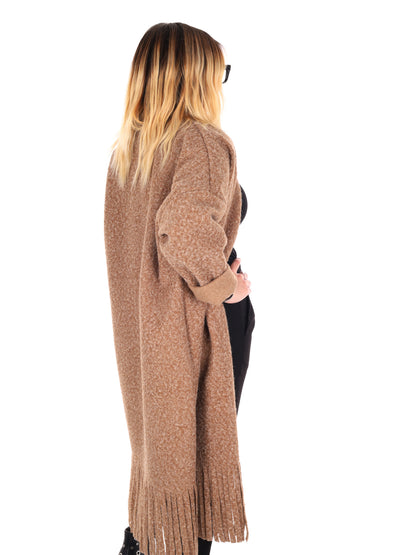 MAXI MAGLIA CON CINTURA MISS LOVE DA DONNA BEIGE