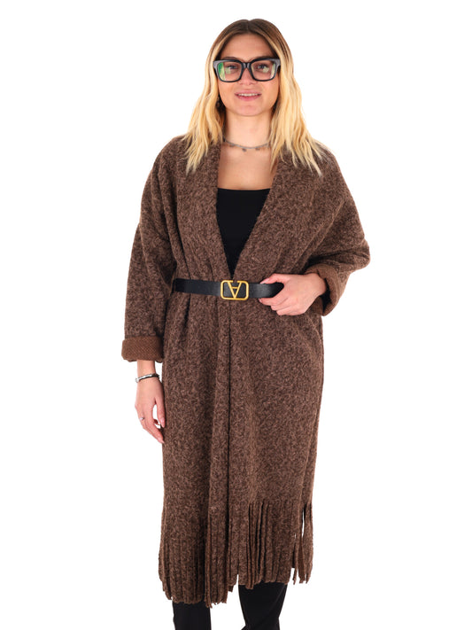 MAXI MAGLIA CON CINTURA MISS LOVE DA DONNA MARRONE