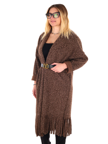 MAXI MAGLIA CON CINTURA MISS LOVE DA DONNA MARRONE