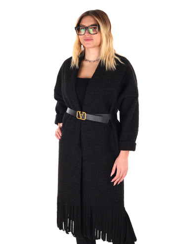 MAXI MAGLIA CON CINTURA MISS LOVE DA DONNA NERO