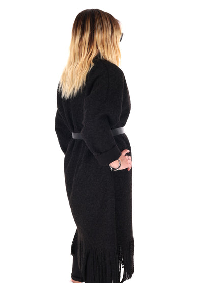 MAXI MAGLIA CON CINTURA MISS LOVE DA DONNA NERO