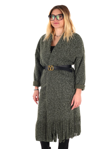 MAXI MAGLIA CON CINTURA MISS LOVE DA DONNA VERDE