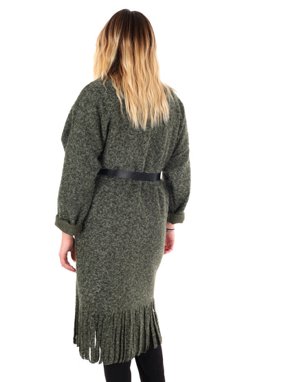 MAXI MAGLIA CON CINTURA MISS LOVE DA DONNA VERDE