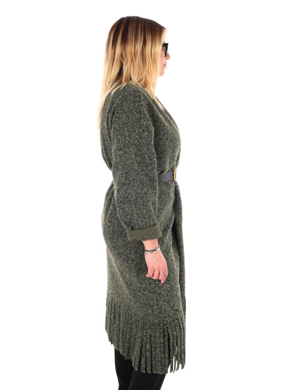 MAXI MAGLIA CON CINTURA MISS LOVE DA DONNA VERDE