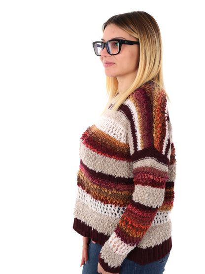 PULLOVER TRAFORATO MISS LOVE DA DONNA BORDEAUX