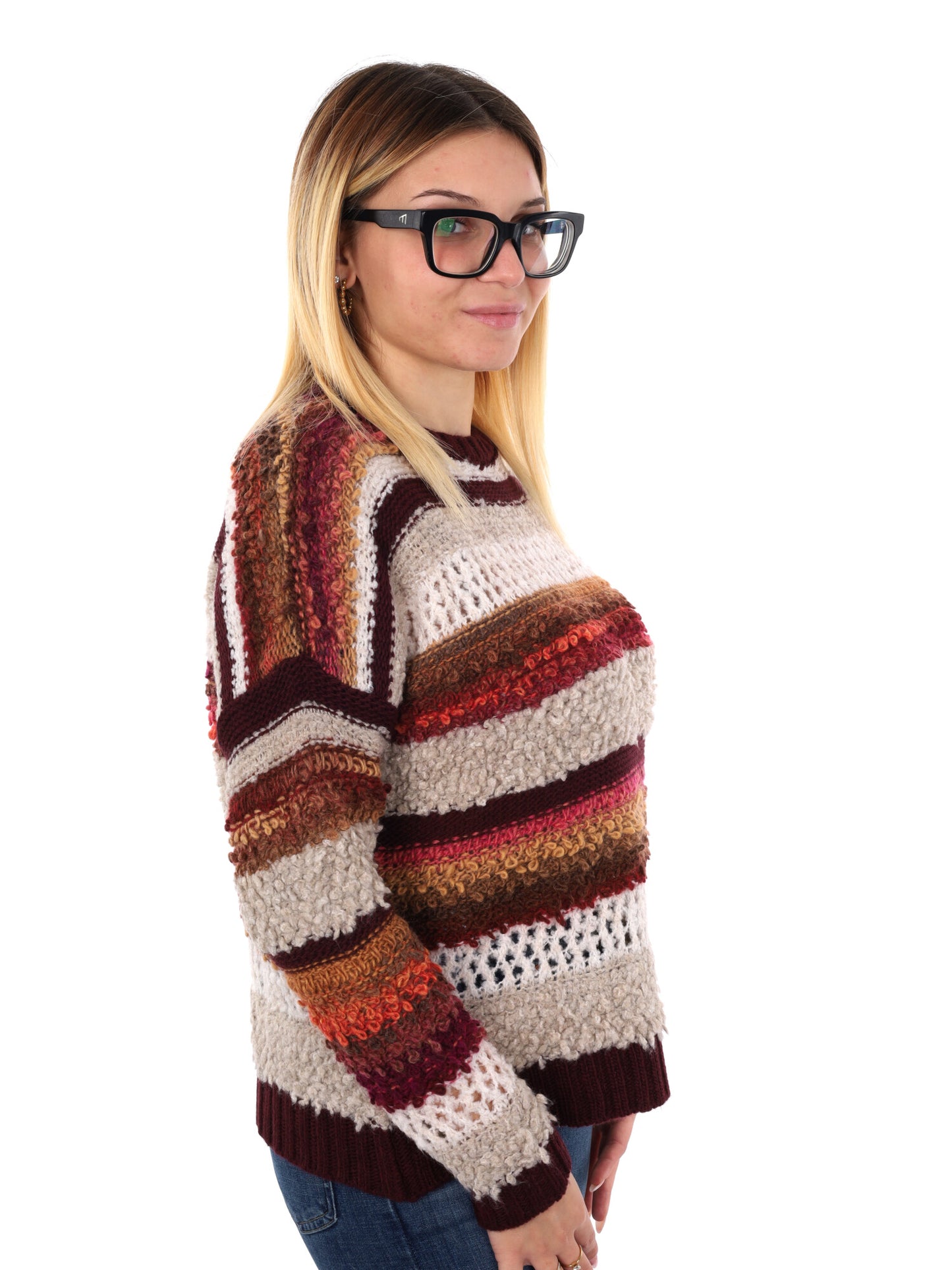 PULLOVER TRAFORATO MISS LOVE DA DONNA BORDEAUX