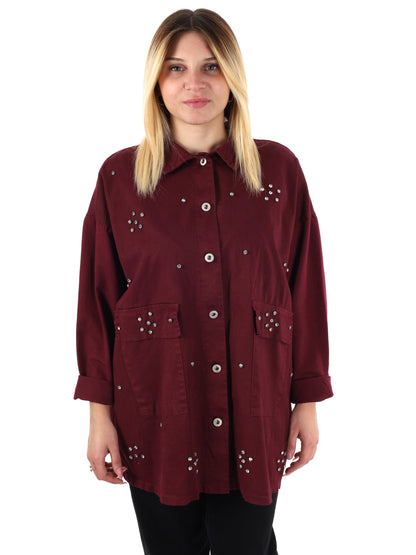 CAMICIA LUNGA OVER MISS LOVE DA DONNA BORDEAUX