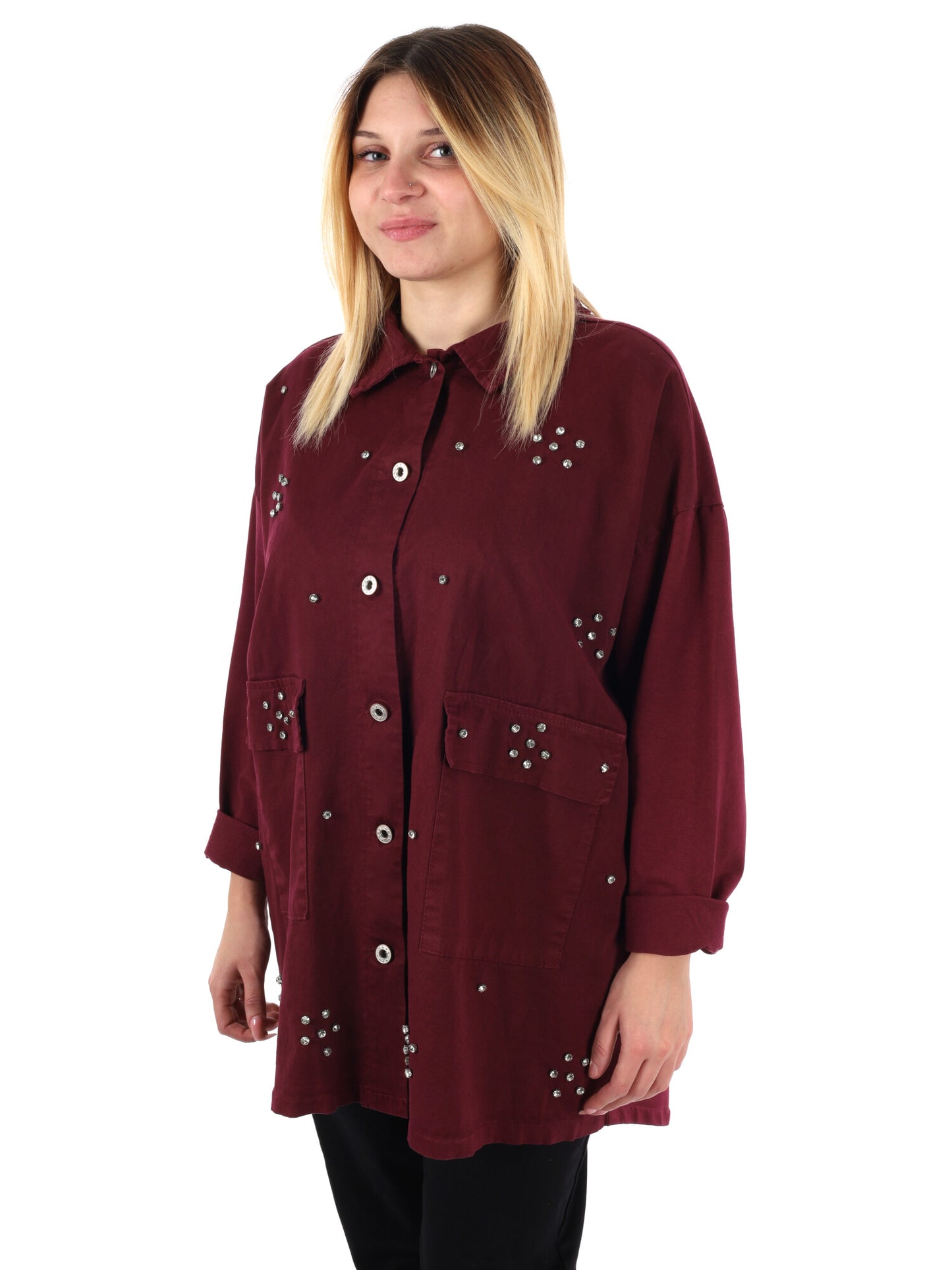 CAMICIA LUNGA OVER MISS LOVE DA DONNA BORDEAUX