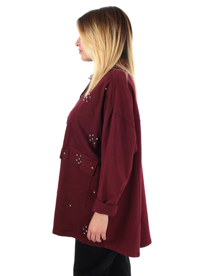 CAMICIA LUNGA OVER MISS LOVE DA DONNA BORDEAUX