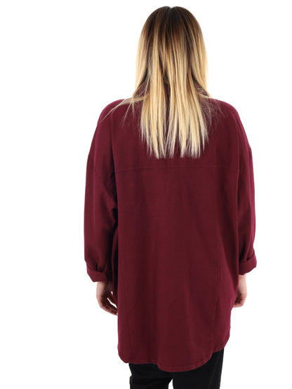 CAMICIA LUNGA OVER MISS LOVE DA DONNA BORDEAUX