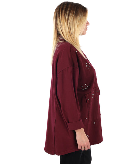 CAMICIA LUNGA OVER MISS LOVE DA DONNA BORDEAUX