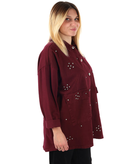 CAMICIA LUNGA OVER MISS LOVE DA DONNA BORDEAUX