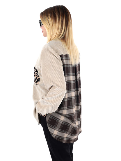 CAMICIA OVER TARTAN MACULATO MISS LOVE DA DONNA BEIGE