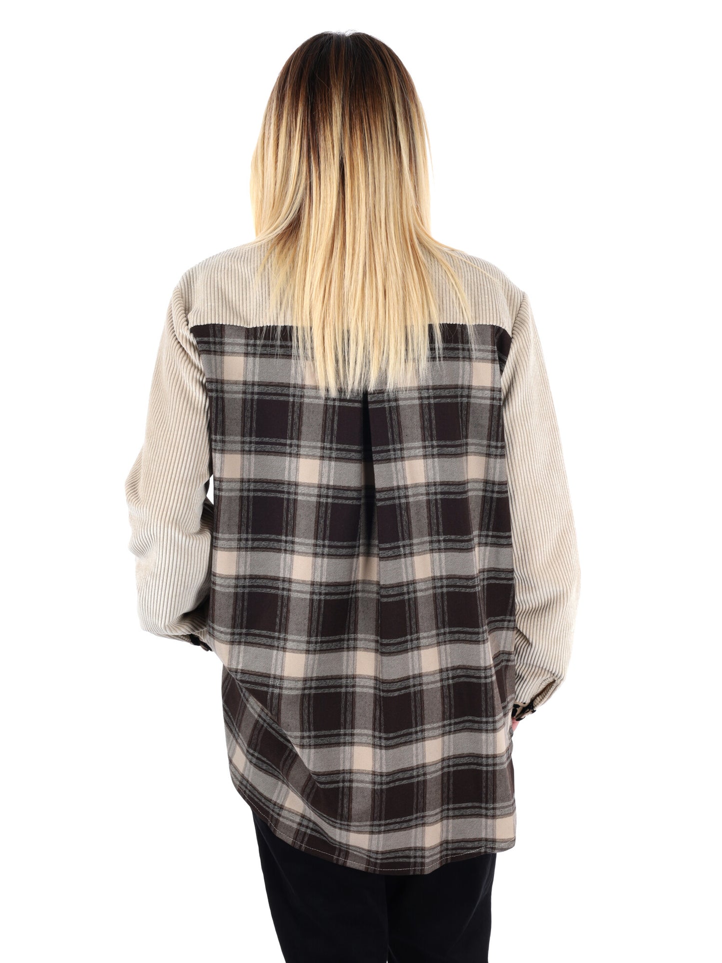 CAMICIA OVER TARTAN MACULATO MISS LOVE DA DONNA BEIGE