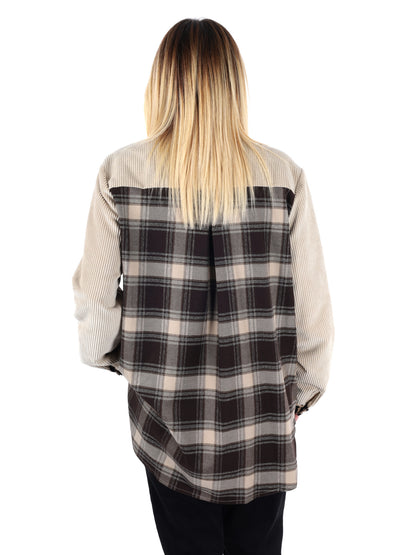 CAMICIA OVER TARTAN MACULATO MISS LOVE DA DONNA BEIGE