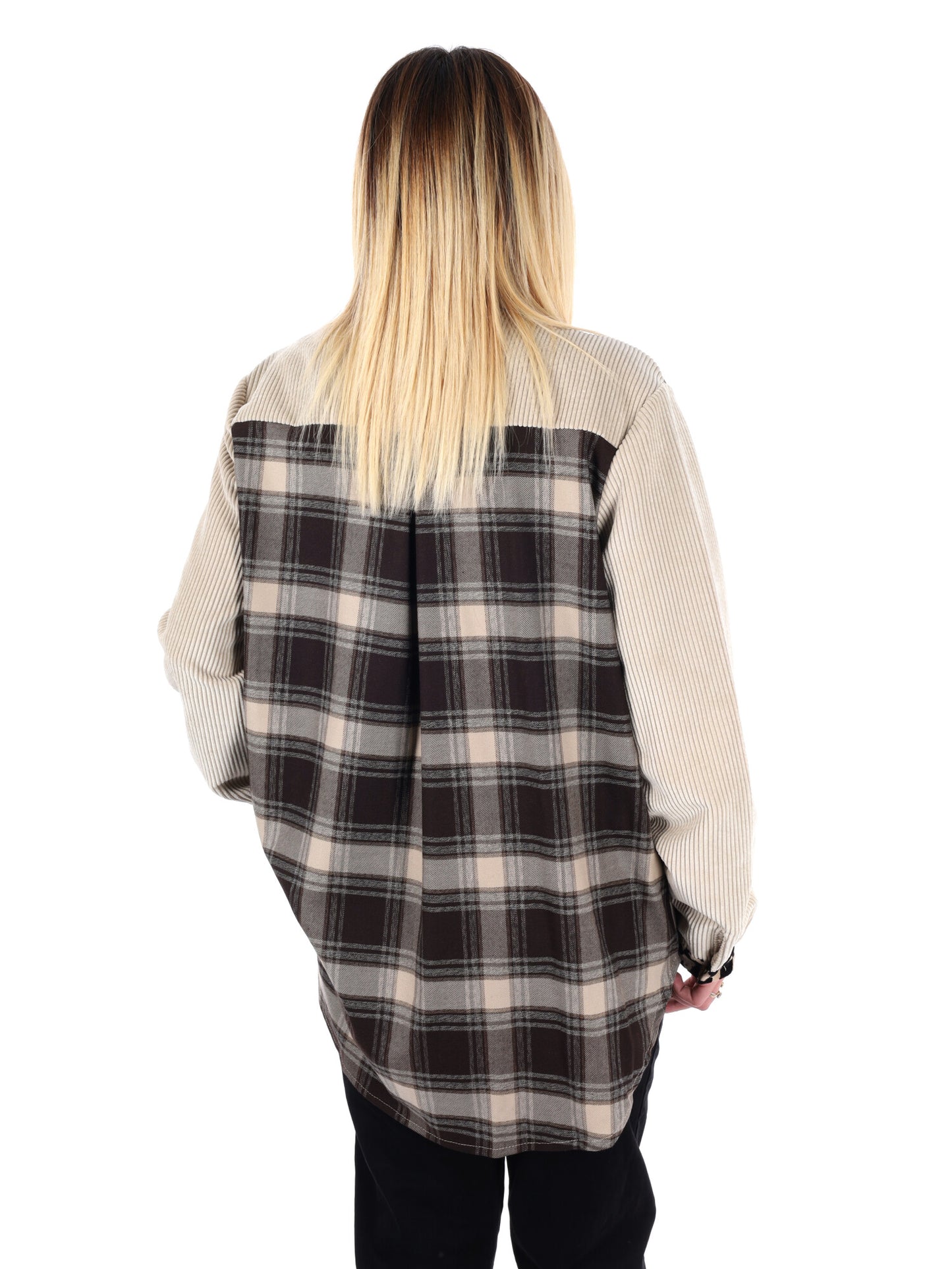 CAMICIA OVER TARTAN MACULATO MISS LOVE DA DONNA BEIGE
