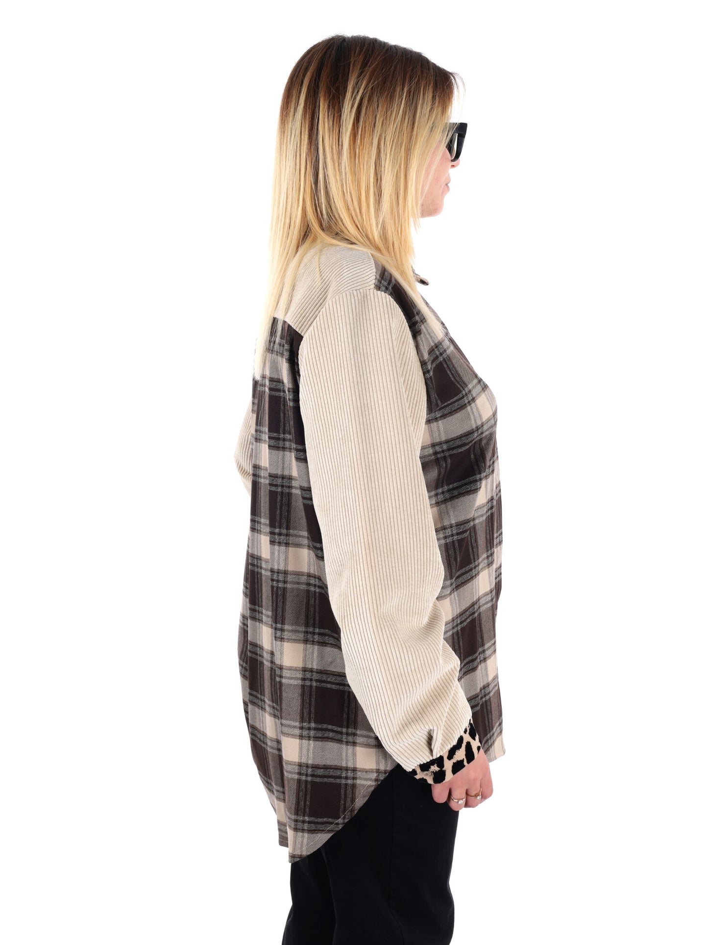 CAMICIA OVER TARTAN MACULATO MISS LOVE DA DONNA BEIGE