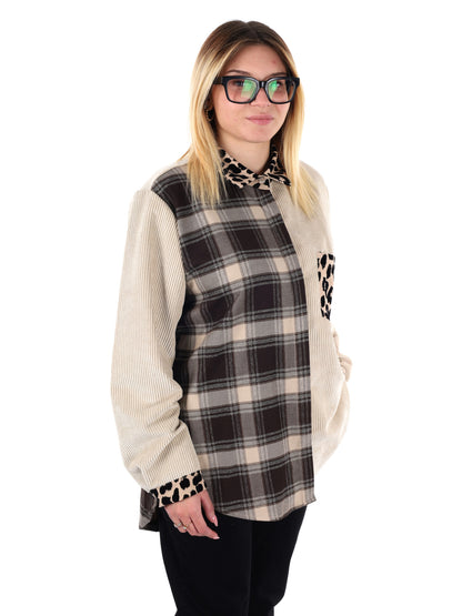 CAMICIA OVER TARTAN MACULATO MISS LOVE DA DONNA BEIGE