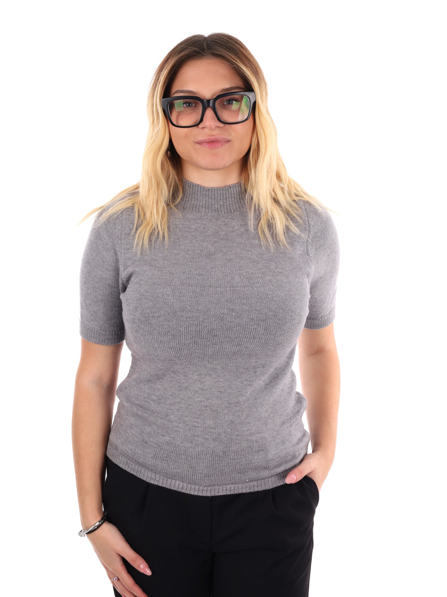 T-SHRIT IN MAGLIA MISS LOVE DA DONNA GRIGIO