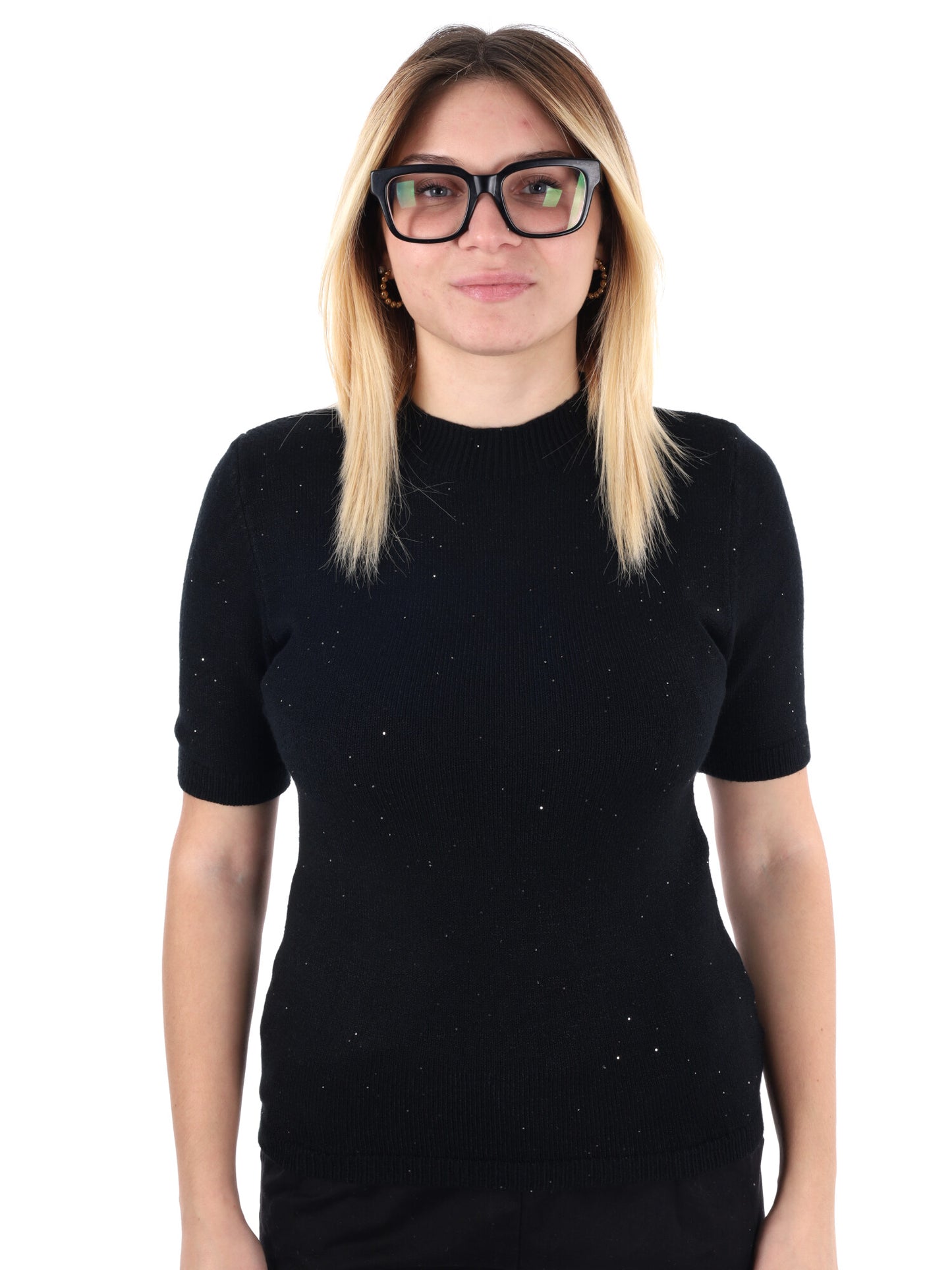 T-SHRIT IN MAGLIA MISS LOVE DA DONNA NERO