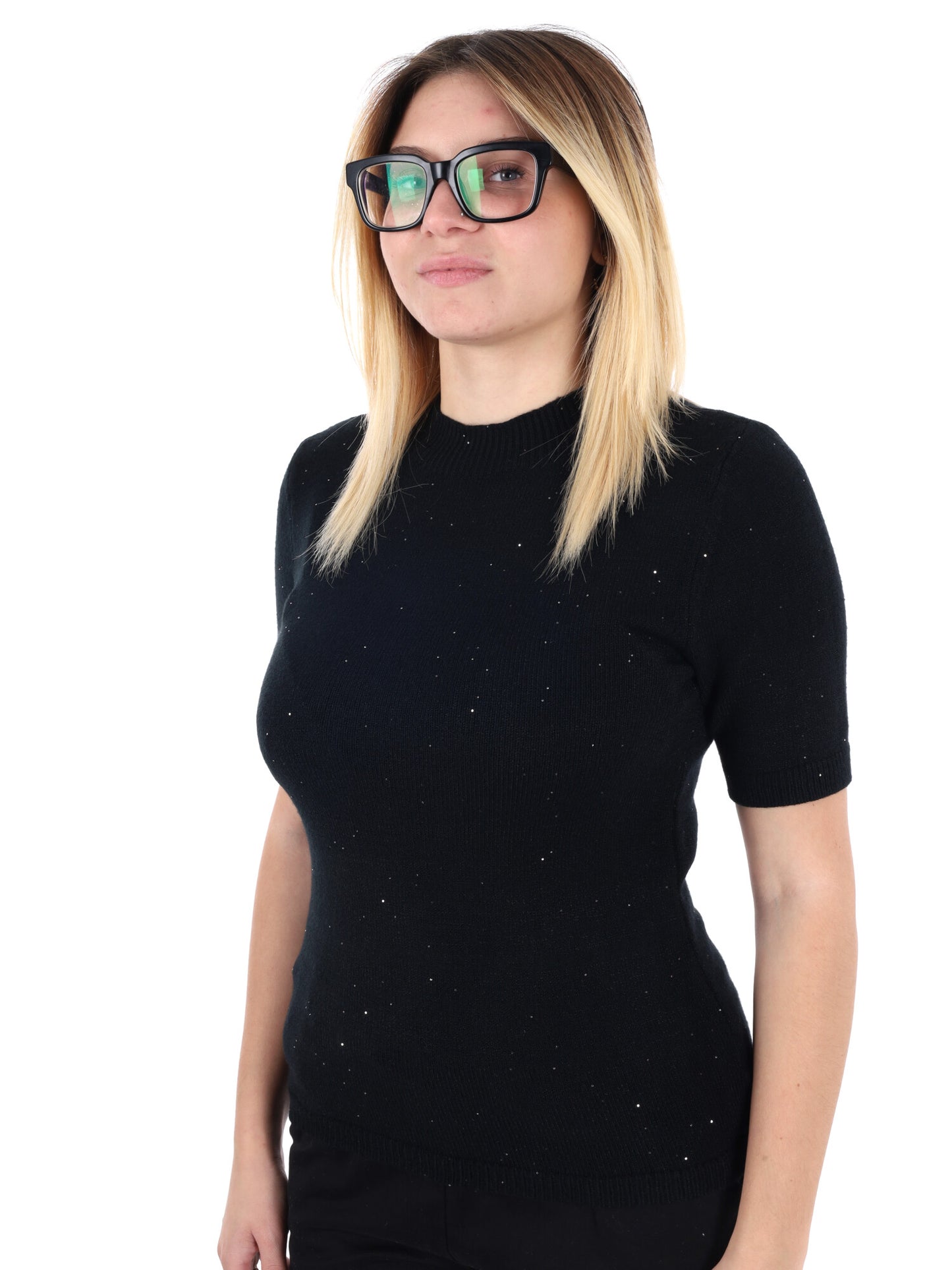 T-SHRIT IN MAGLIA MISS LOVE DA DONNA NERO