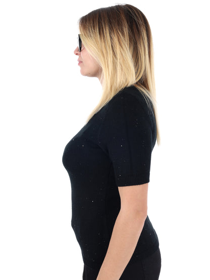 T-SHRIT IN MAGLIA MISS LOVE DA DONNA NERO