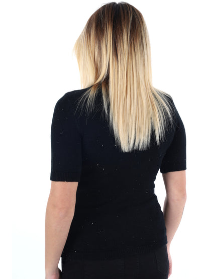 T-SHRIT IN MAGLIA MISS LOVE DA DONNA NERO