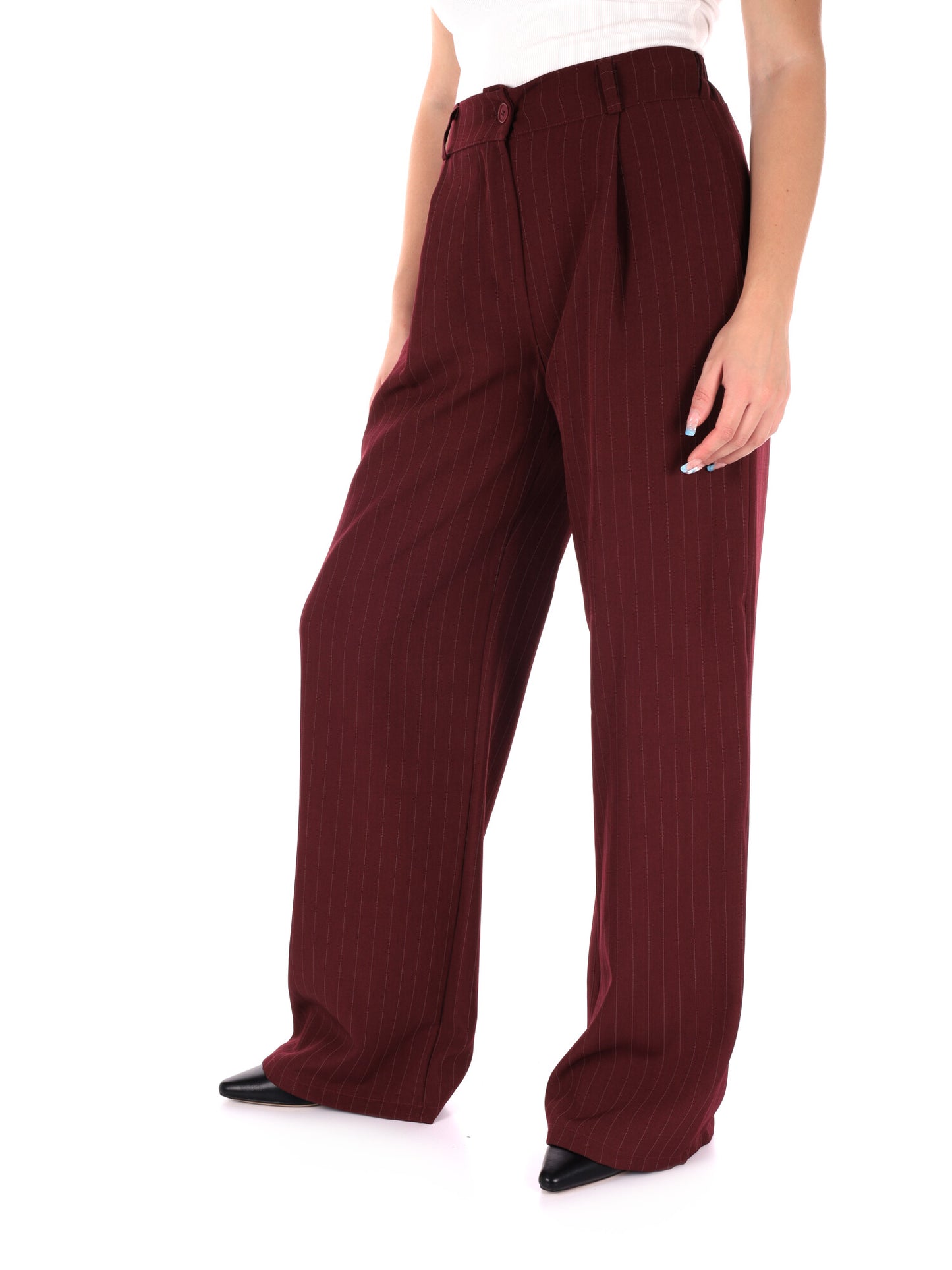 PANTALONE GESSATO MISS LOVE DA DONNA BORDEAUX