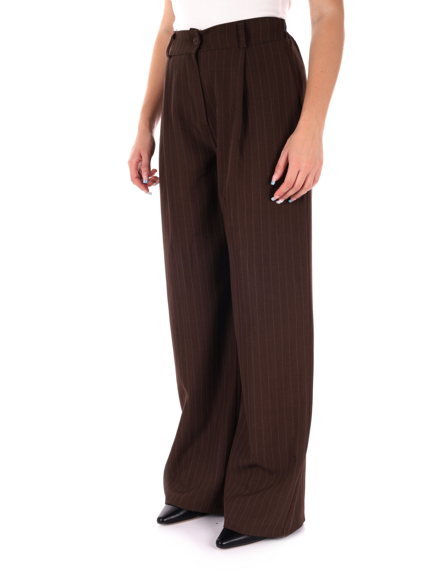 PANTALONE GESSATO MISS LOVE DA DONNA MARRONE