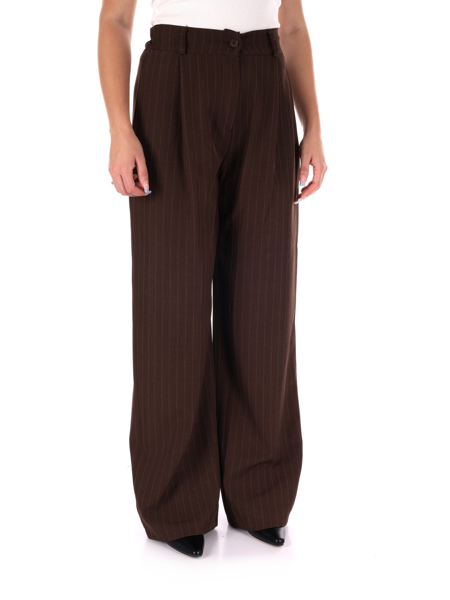 PANTALONE GESSATO MISS LOVE DA DONNA MARRONE