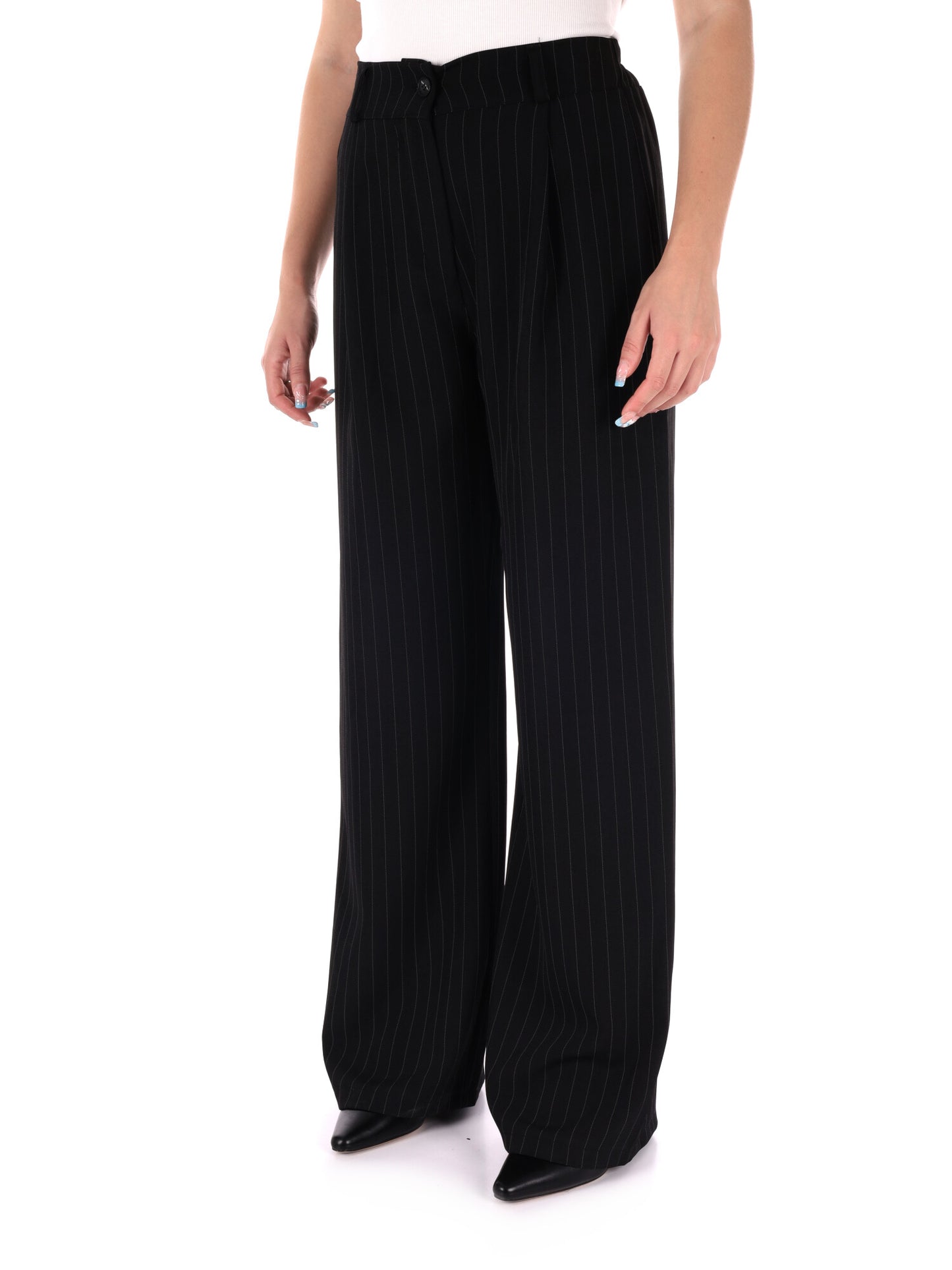 PANTALONE GESSATO MISS LOVE DA DONNA NERO