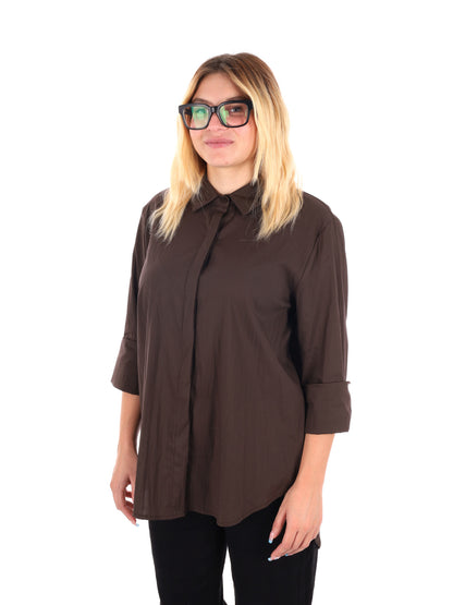 CAMICIA LUNGA MISS LOVE DA DONNA  MARRONE