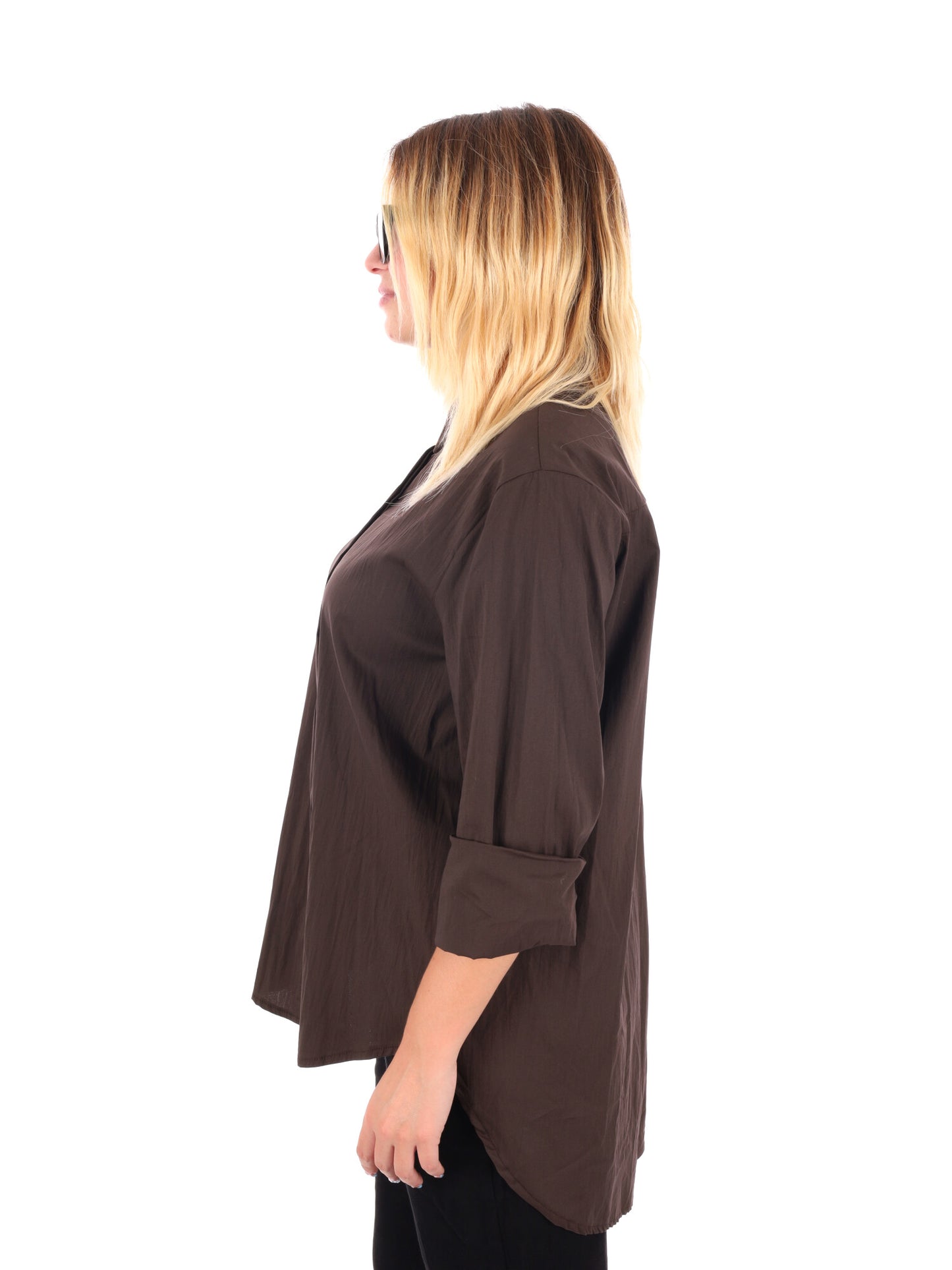 CAMICIA LUNGA MISS LOVE DA DONNA  MARRONE