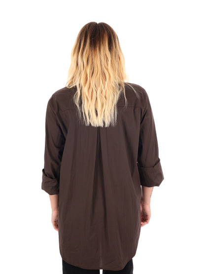 CAMICIA LUNGA MISS LOVE DA DONNA  MARRONE