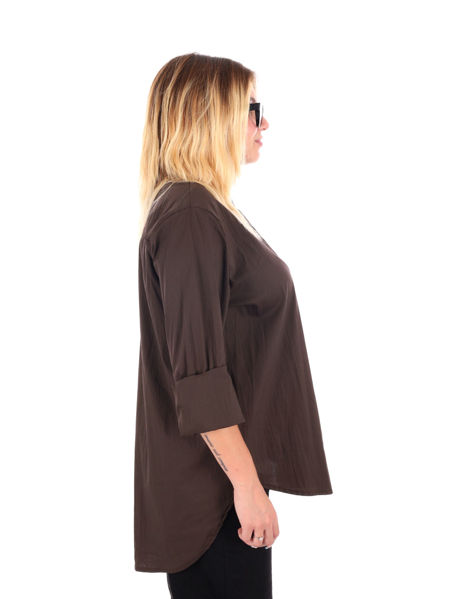 CAMICIA LUNGA MISS LOVE DA DONNA  MARRONE