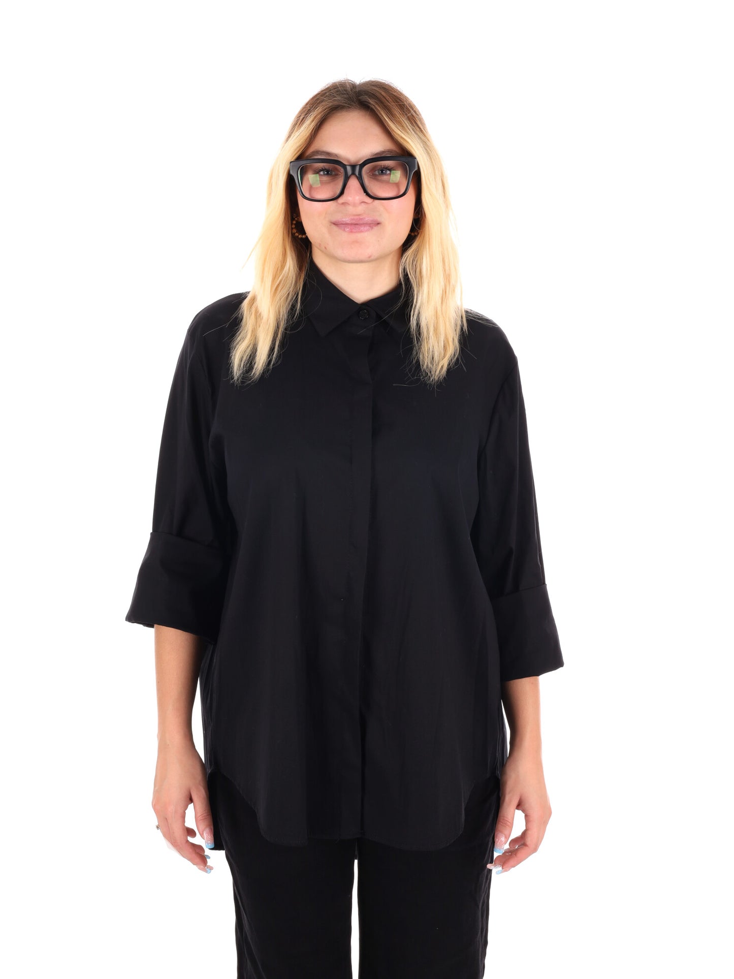 CAMICIA LUNGA MISS LOVE DA DONNA NERO