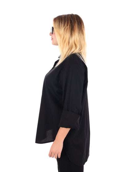 CAMICIA LUNGA MISS LOVE DA DONNA NERO