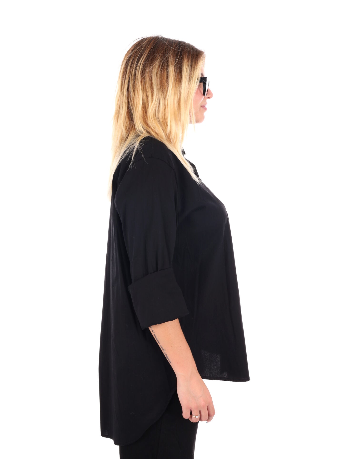 CAMICIA LUNGA MISS LOVE DA DONNA NERO