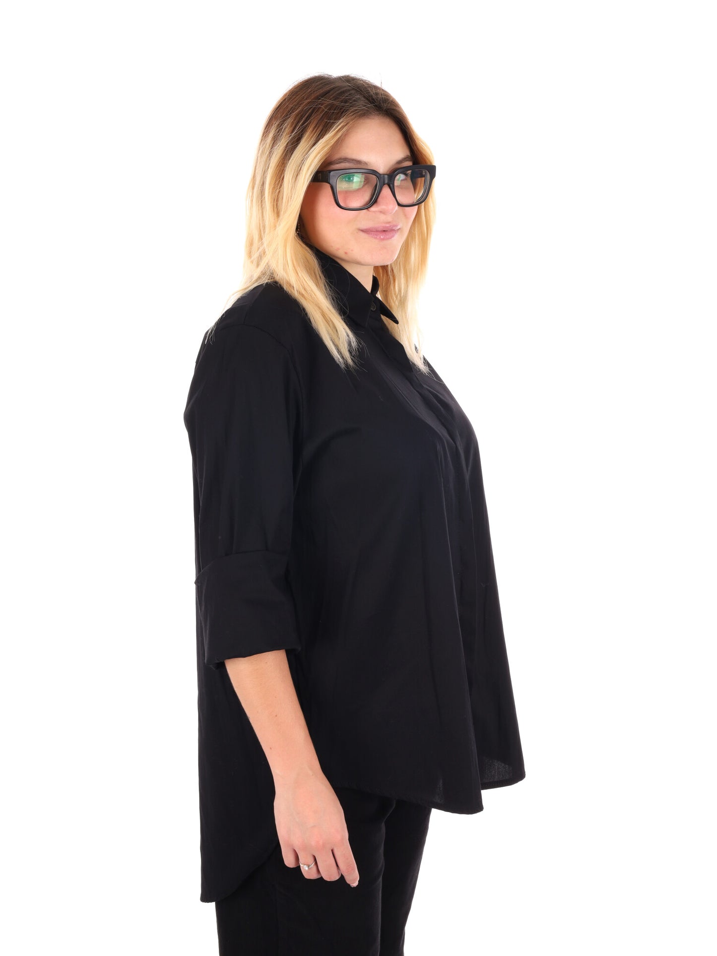 CAMICIA LUNGA MISS LOVE DA DONNA NERO