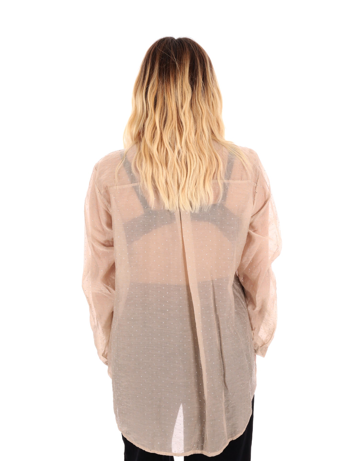 CAMICIA LUNGA CON STRASS MISS LOVE DA DONNA BEIGE