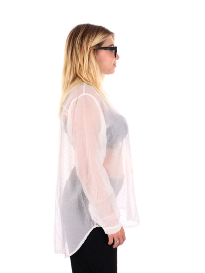 CAMICIA LUNGA CON STRASS MISS LOVE DA DONNA BIANCO