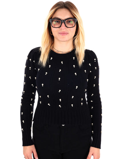 MAGLIA CROP CON PERLE MISS LOVE DA DONNA NERO