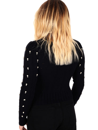 MAGLIA CROP CON PERLE MISS LOVE DA DONNA NERO