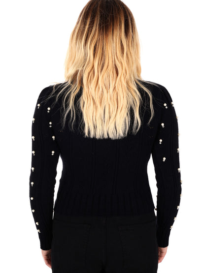 MAGLIA CROP CON PERLE MISS LOVE DA DONNA NERO