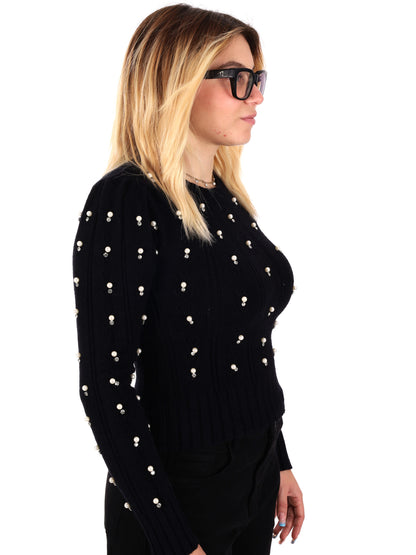 MAGLIA CROP CON PERLE MISS LOVE DA DONNA NERO